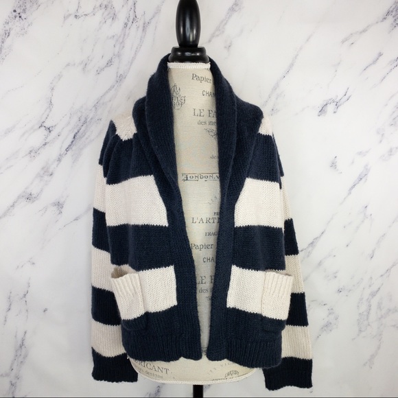 THE GREAT. Sweaters - THE GREAT. | The Stripe Lodge Cardigan | Blue